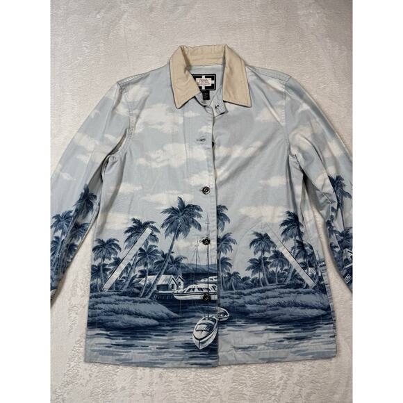 LAUREN Naval Supply Company P/S Cotton Blue Button Up Boat Sail Shirt Jacket - Picture 1 of 8